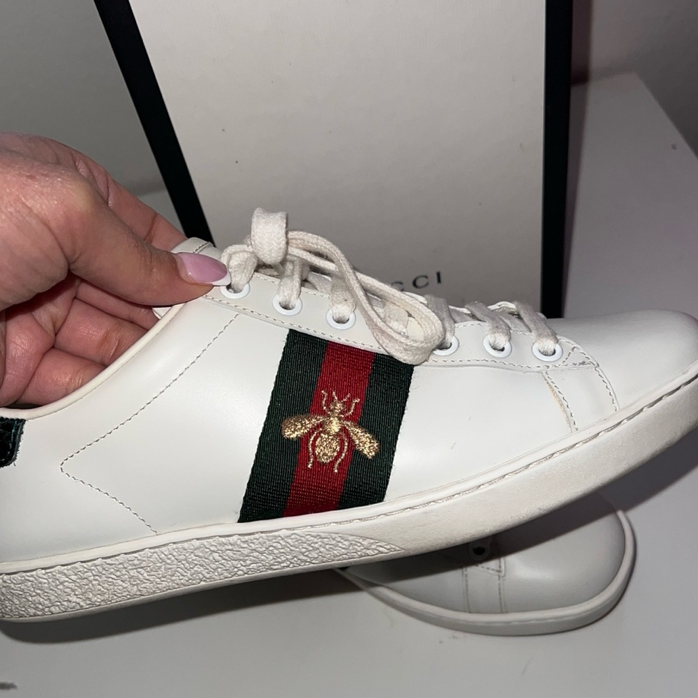 Gucci Ace White Leather Sneakers - Picture 2 of 3